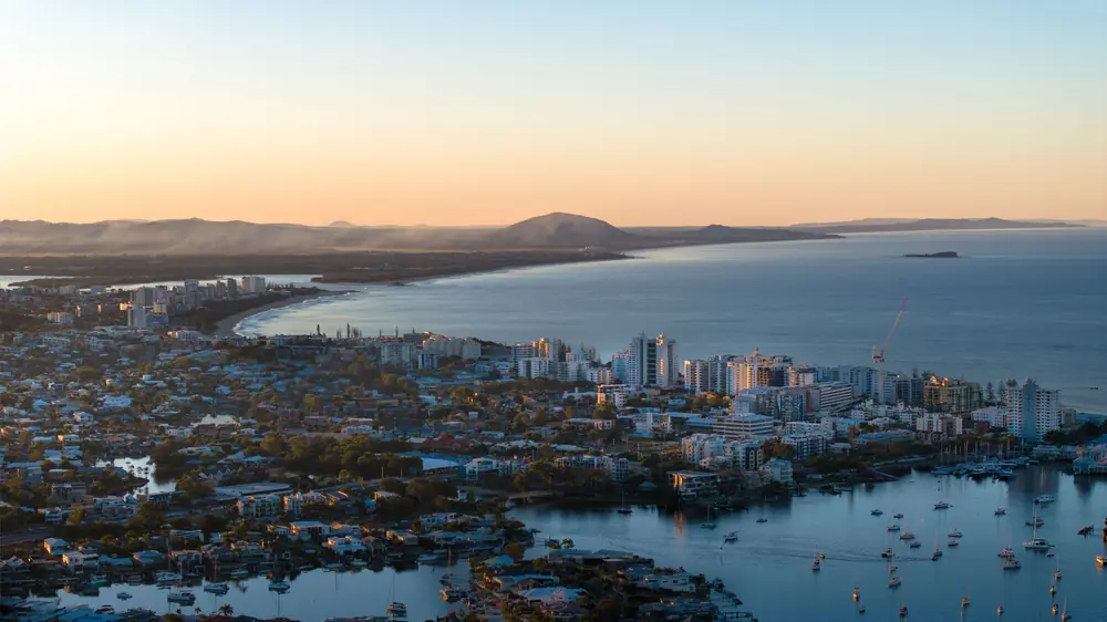 Mooloolaba waterways and coastline at sunset