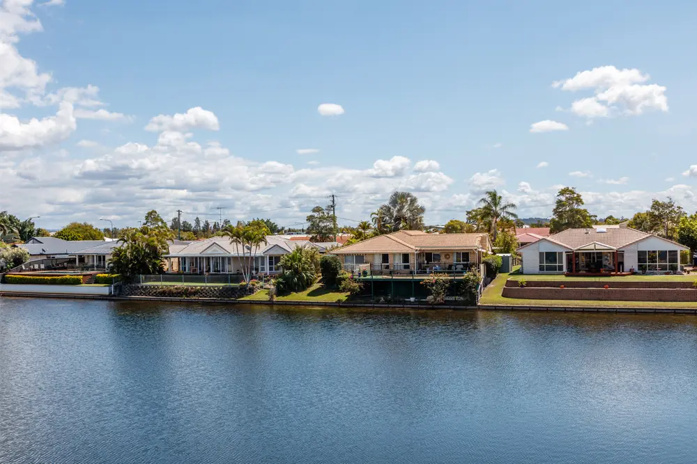 Waterfront homes around a residential lake